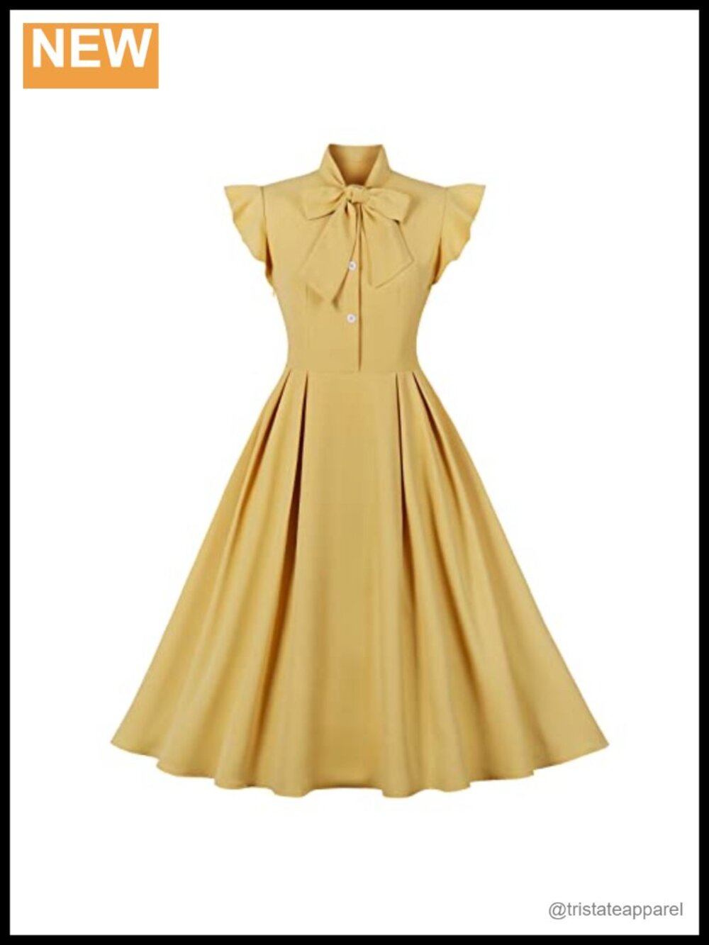 Women's 1950s Vintage Rockabilly Swing Dress Short Sleeve Tie Midi Prom Gown